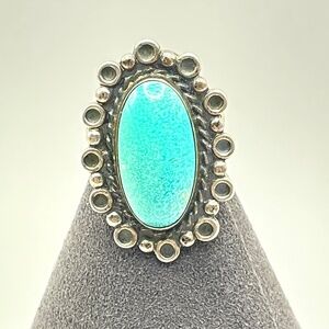 Vintage Sterling Turquoise Stone Native American Ring SMALL 4 3/4